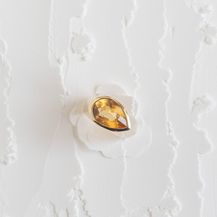CLCE AN CIT GOTA AG - Anel Espelho Mini com Citrino - Ateliê Camila Lovisaro