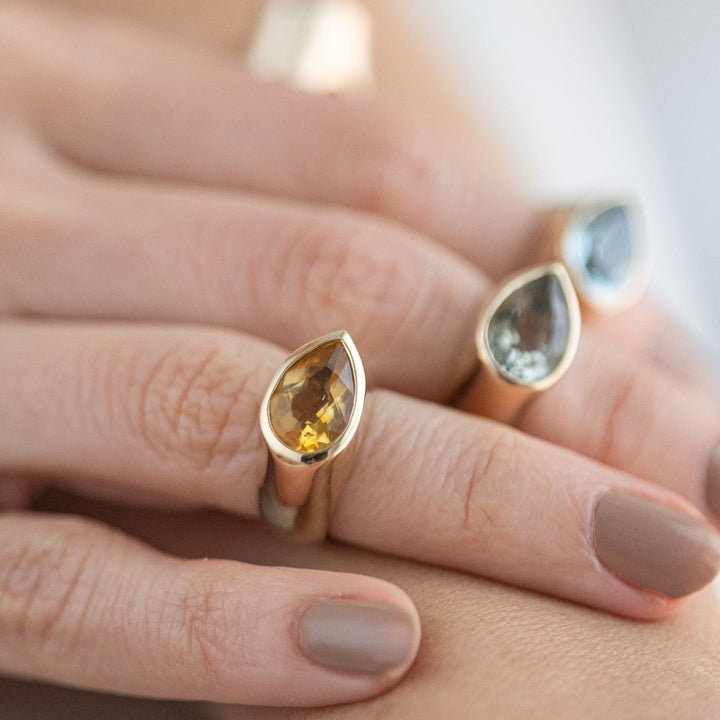 CLCE AN CIT GOTA AG - Anel Espelho Mini com Citrino - Ateliê Camila Lovisaro