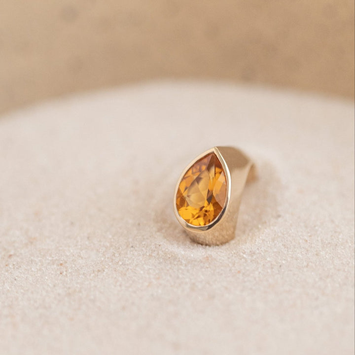 CLCE AN CIT GOTA AG - Anel Espelho Mini com Citrino - Ateliê Camila Lovisaro