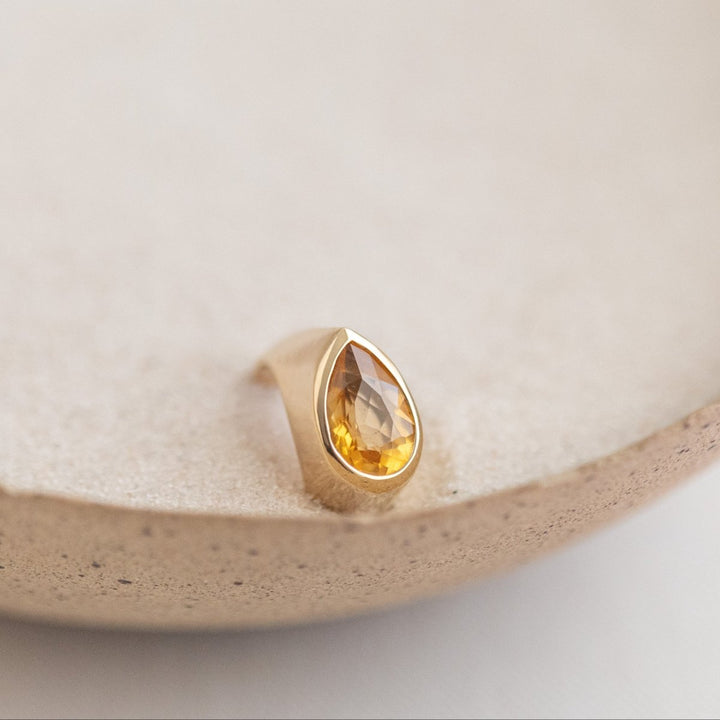 CLCE AN CIT GOTA AG - Anel Espelho Mini com Citrino - pronta entrega - Ateliê Camila Lovisaro