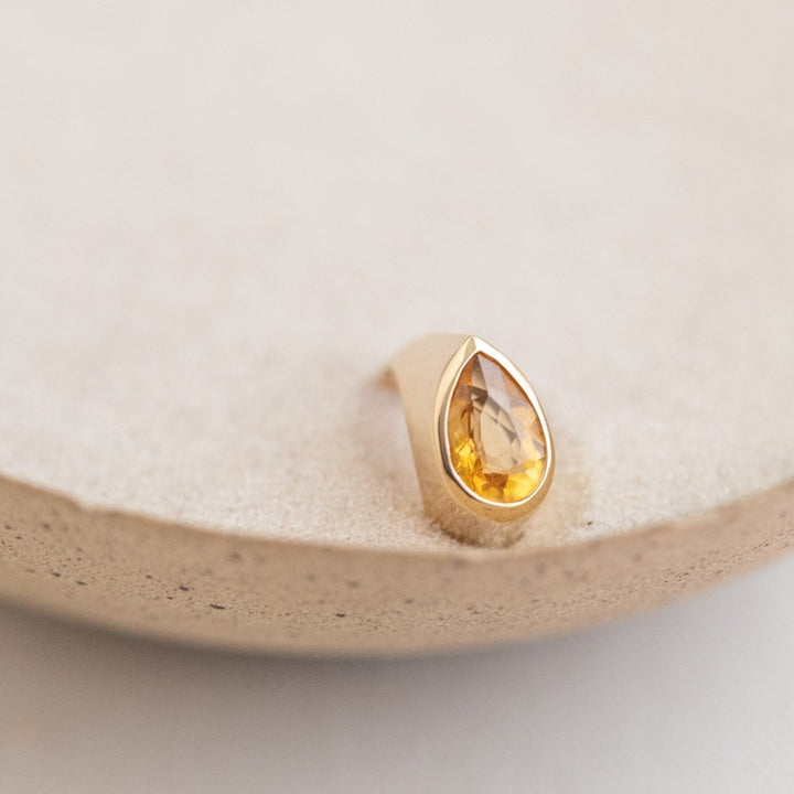 CLCE AN CIT GOTA AG - Anel Espelho Mini com Citrino - pronta entrega - Ateliê Camila Lovisaro